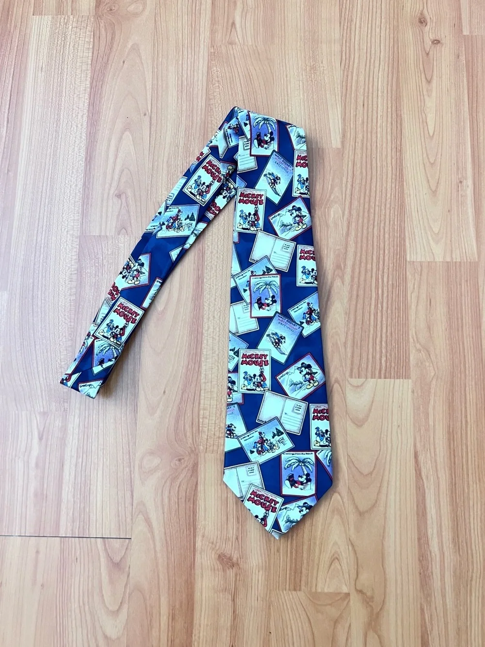 Vintage Mickey Mouse Postcard Print Tie